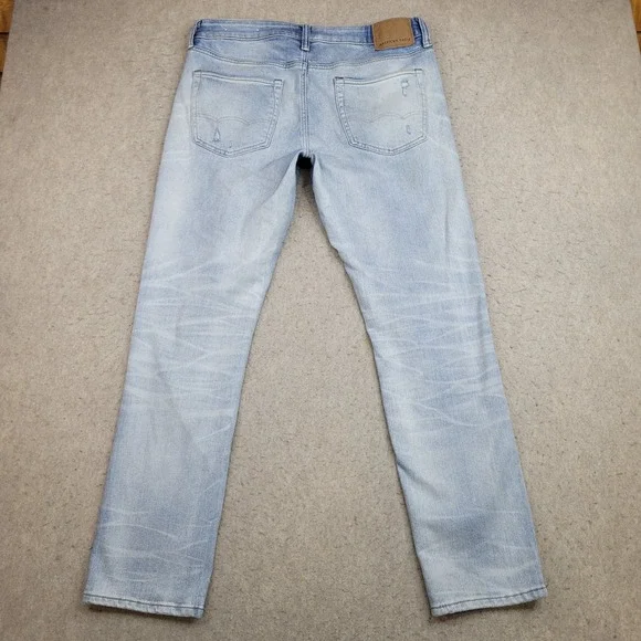 American Eagle Next Level Airflex Slim Jeans Mens 34x32 Distressed Light Wash - Picture 6 of 12